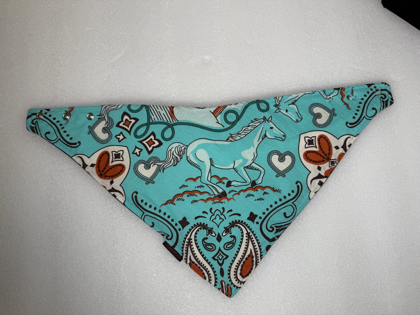 Adult Size Triangle Reversible Absorbent Bandana with Snaps-Horses