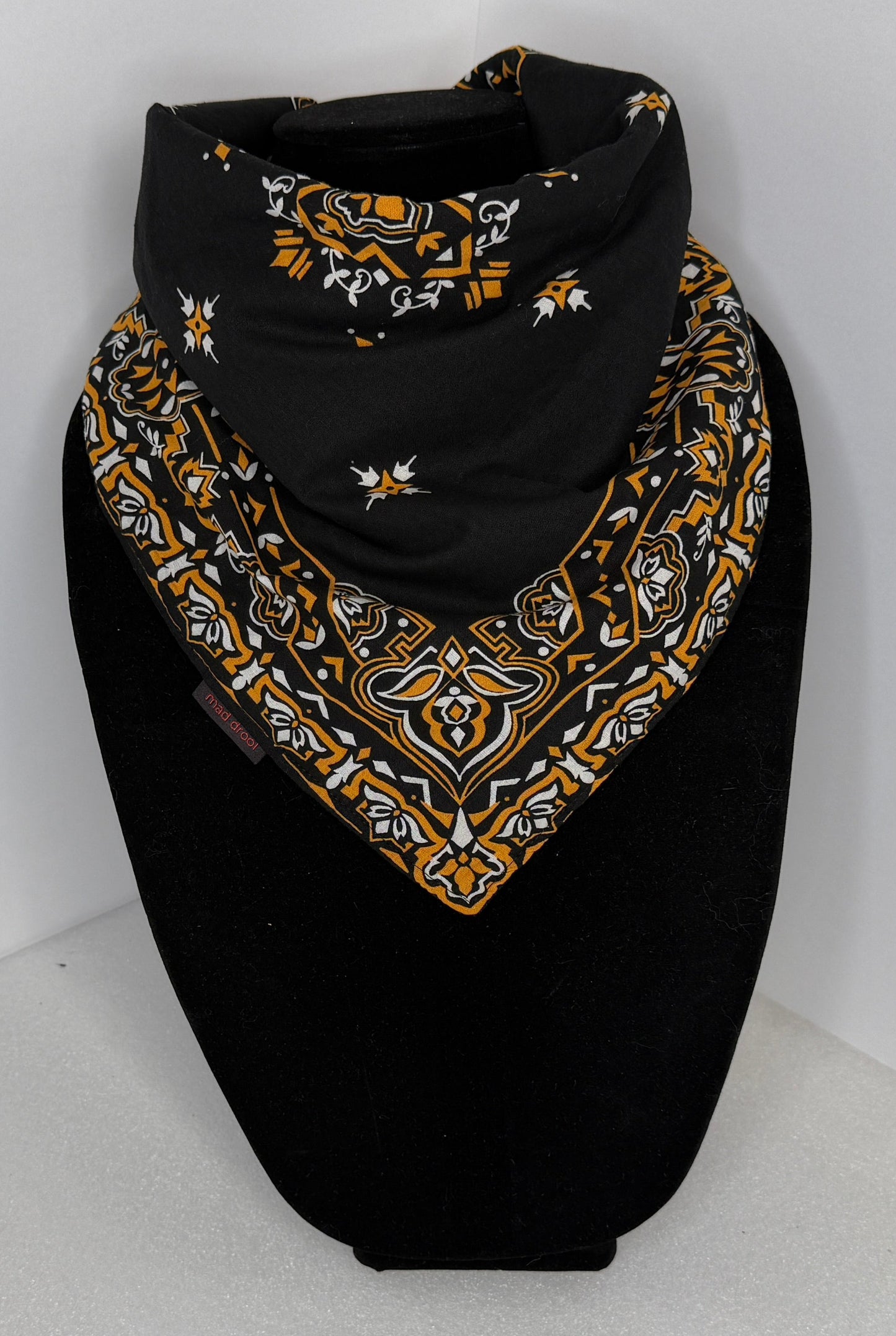 "The Jessica" Square Absorbent Bandana - Black & Yellow Print