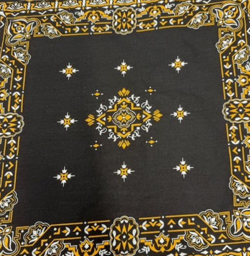 "The Jessica" Square Absorbent Bandana - Black & Yellow Print
