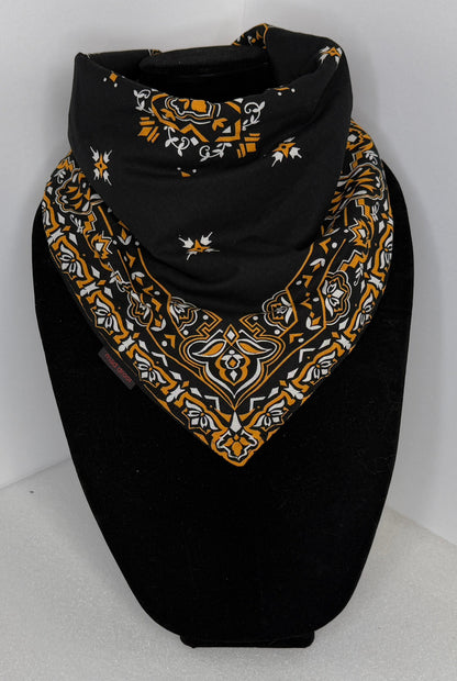 "The Jessica" Square Absorbent Bandana - Black & Yellow Print