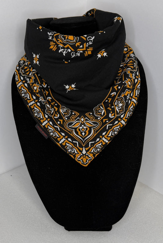 "The Jessica" Square Absorbent Bandana - Black & Yellow Print