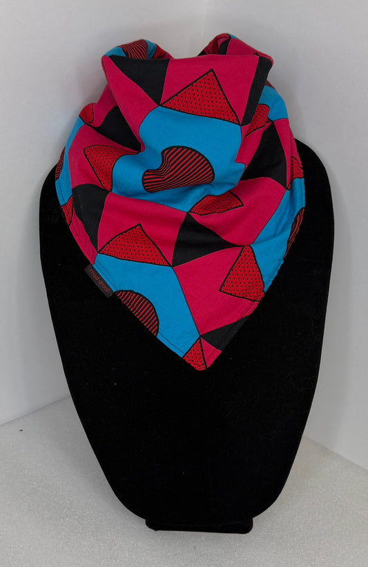 "The Jessica" Square Absorbent Bandana  - Bold Print (pink/turq/black)