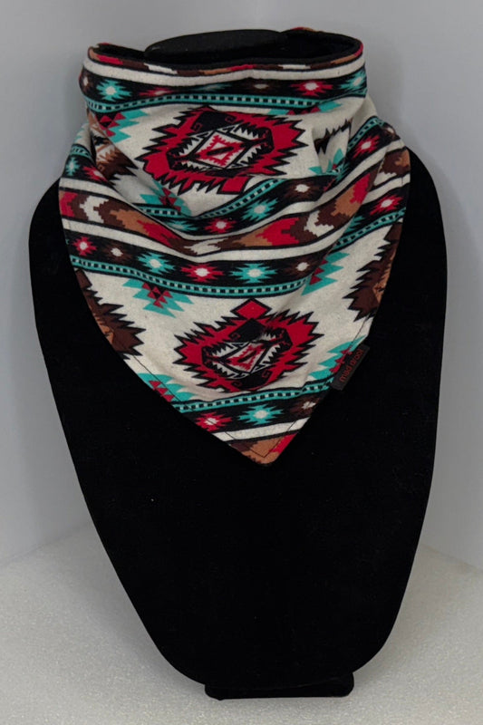Teen Size Triangle Reversible Bandana Bib with Snaps-Aztec Print Flannel