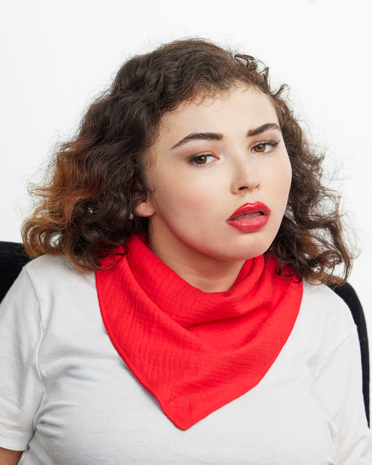"The Jessica" Square Double Gauze Bandana Bib - Americana Solid Red