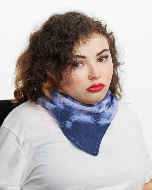 "The Jessica" Square Double Gauze Bandana Bib - Americana Blue Tie Dye