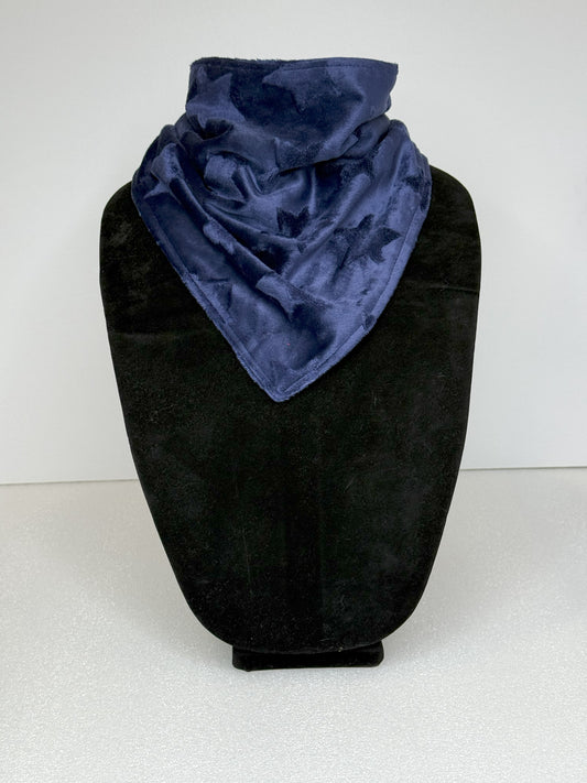 Triangle Reversible Bandana Bib with Snaps- Americana Navy Embossed Star